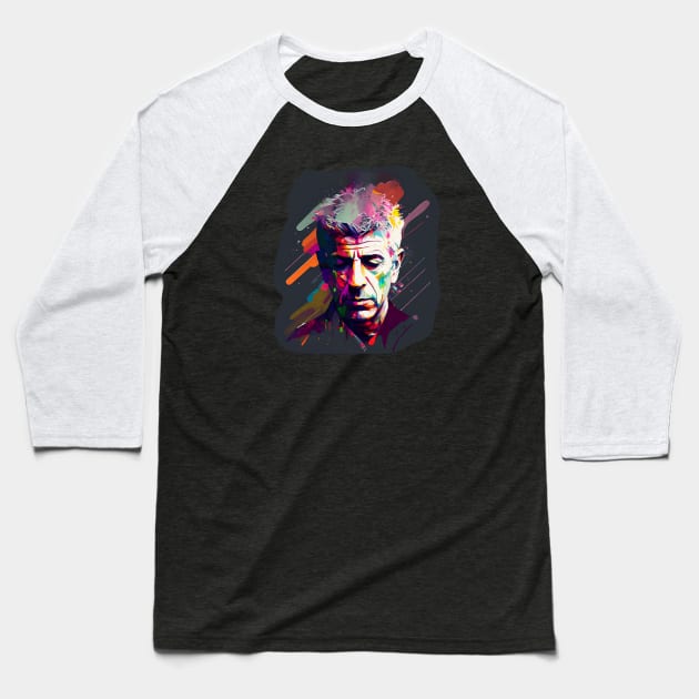 Anthony Bourdain Master Chef Art Baseball T-Shirt by Barn Shirt USA